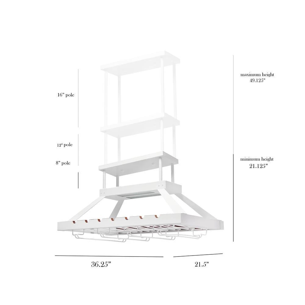 商品Elegant Designs|2 Light LED Overhead Wine Rack, White,价格¥3661,第3张图片详细描述