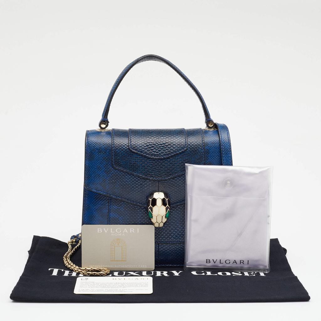 Bvlgari Blue Karung Serpenti Forever Flap Top Handle Bag商品第9张图片规格展示