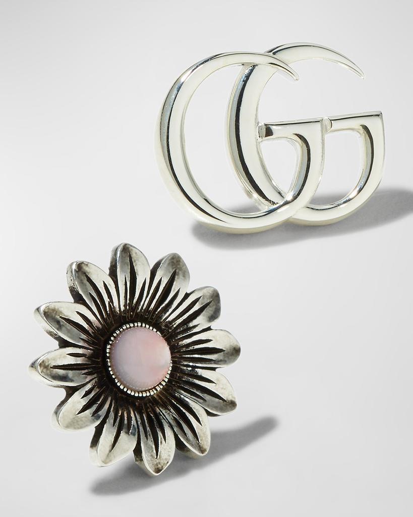 商品Gucci|GG Marmont & Flower Mismatched Sterling Silver Stud Earrings,价格¥2597,第5张图片详细描述