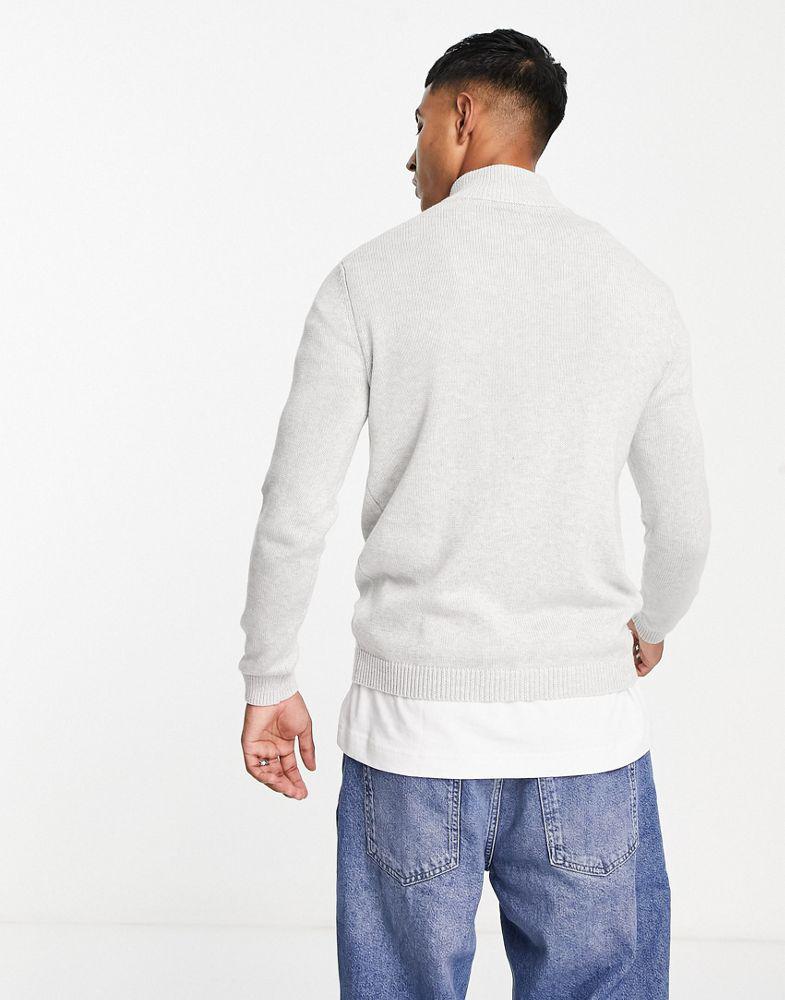 ASOS DESIGN midweight half zip cotton jumper in grey商品第2张图片规格展示