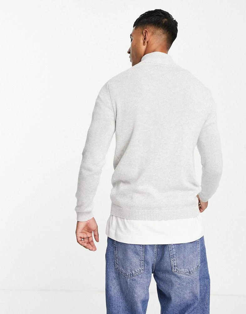 商品ASOS|ASOS DESIGN midweight half zip cotton jumper in grey,价格¥245,第2张图片详细描述