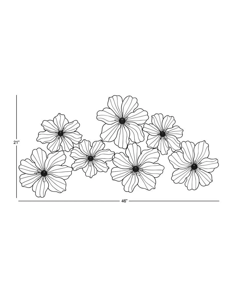商品CosmoLiving|by Cosmopolitan Black Metal Modern Floral Wall Decor, 43" x 21",价格¥584,第3张图片详细描述