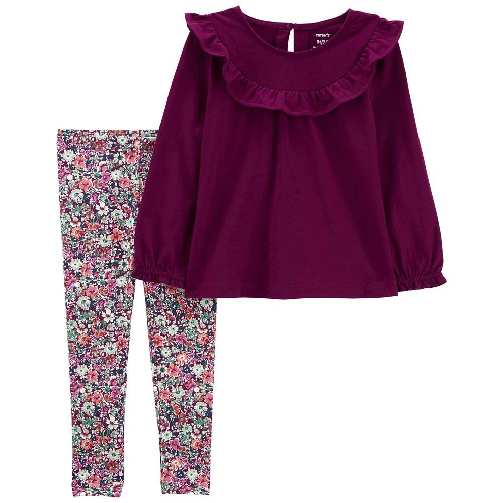 商品Carter's|Baby Girls Peplum Top and Floral Leggings, 2 Piece Set,价格¥195,第1张图片