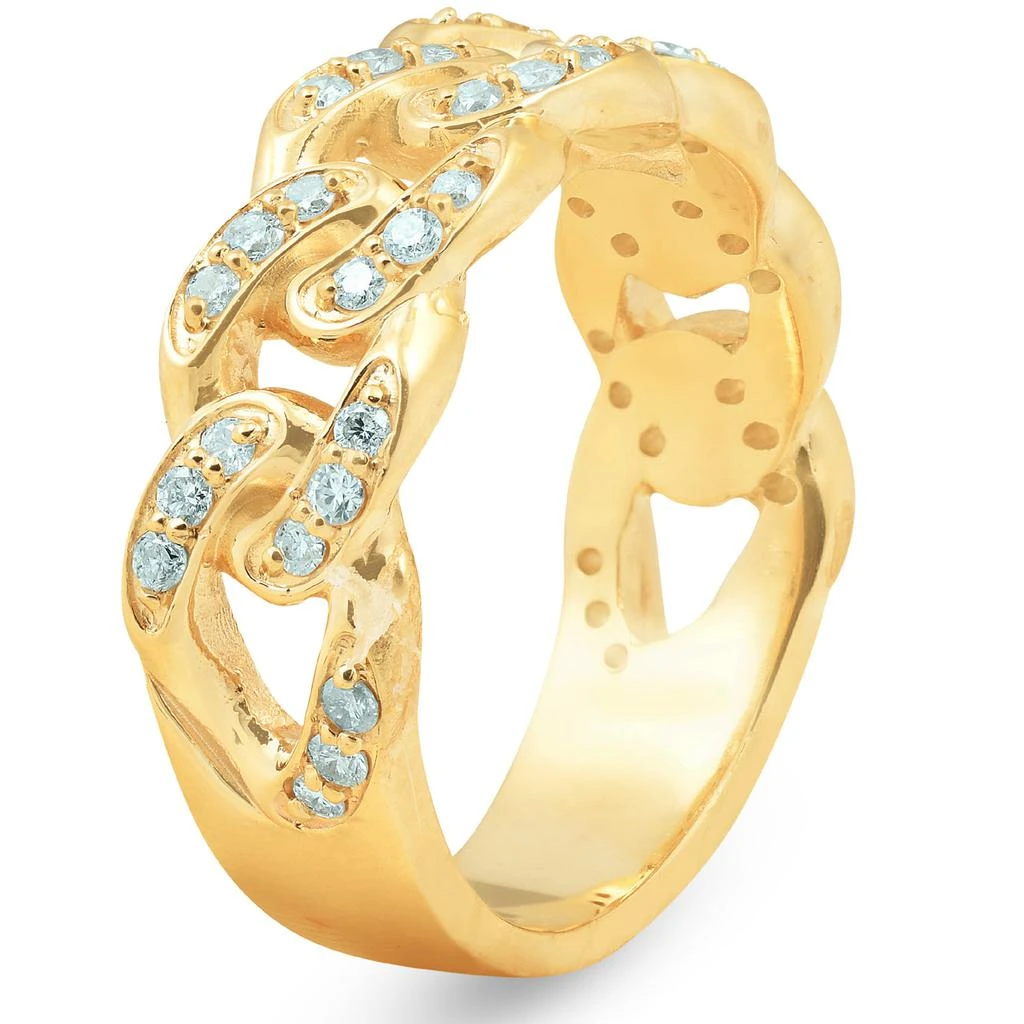 商品Pompeii3|1/2 Ct Mens Heavy Weight Solid Yellow Gold Curb Chain Diamond Ring Wedding Band,价格¥5992,第3张图片详细描述