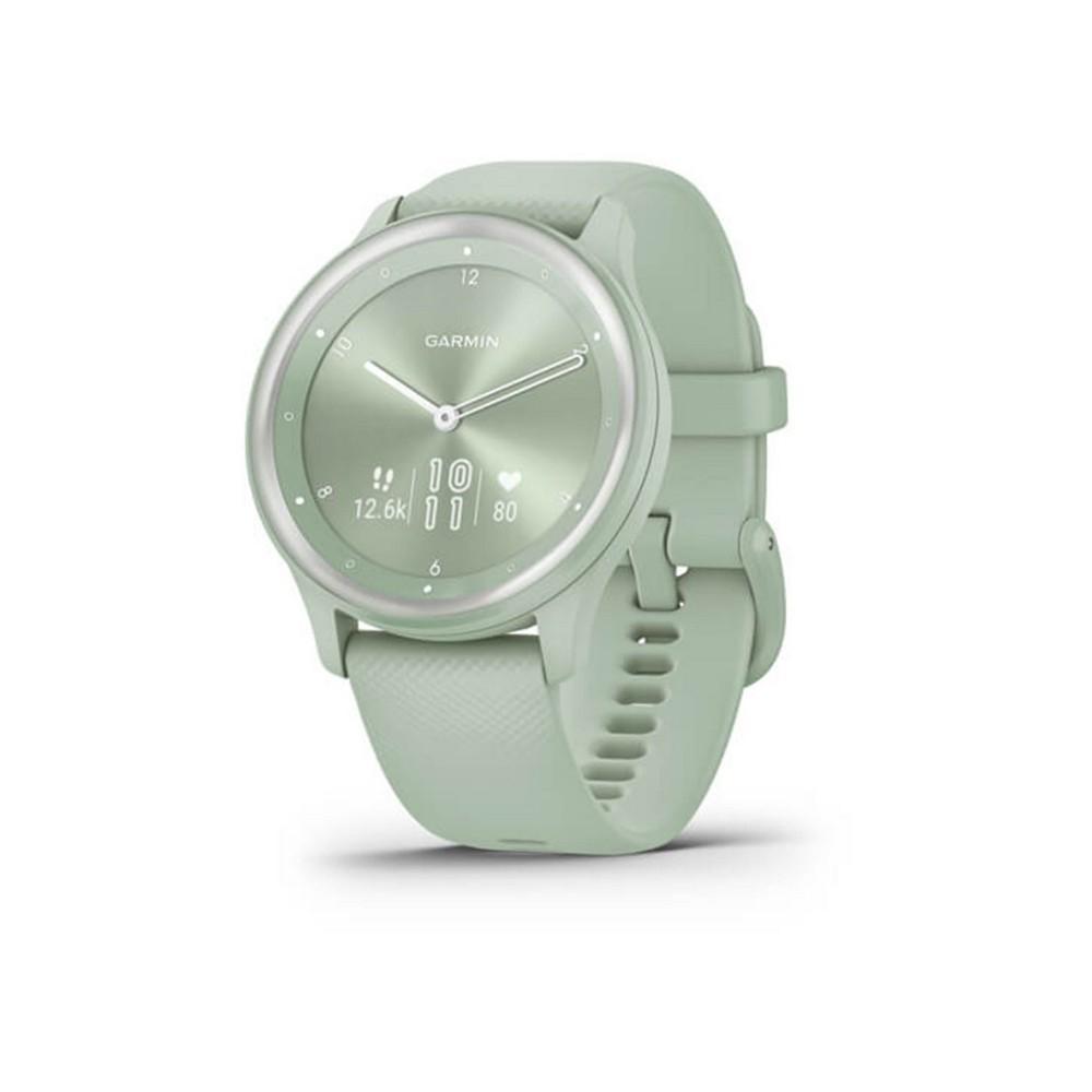 商品Garmin|Unisex Vivomove Sport Cool Mint Silicone Band with Silver-tone Accents Smart Watch 40mm,价格¥1105,第1张图片