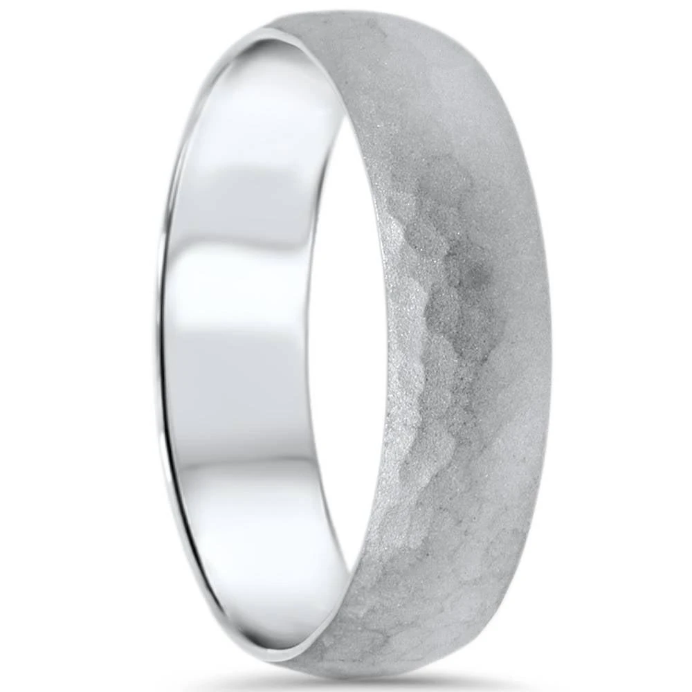 商品Pompeii3|Mens Hammered White Gold Wedding Band Milgrain Ring 6mm Size Selectable,价格¥4081,第2张图片详细描述