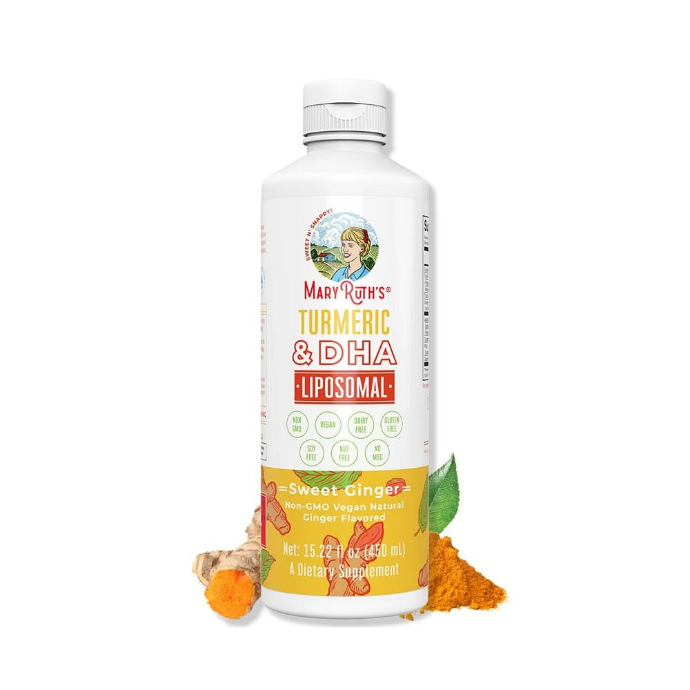 商品MaryRuth Organics|Turmeric & DHA Liposomal, Sweet Ginger, 15.22 oz,价格¥224,第1张图片