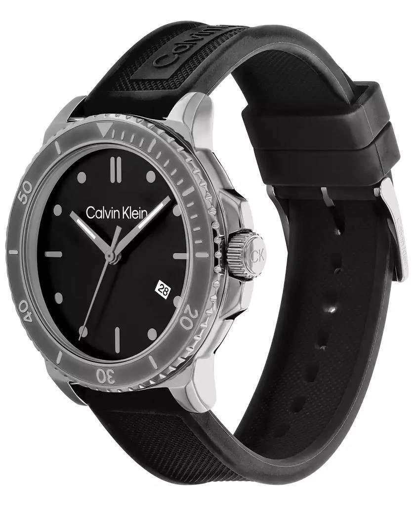 商品Calvin Klein|Men's Black Silicone Strap Watch 44mm,价格¥1065,第2张图片详细描述