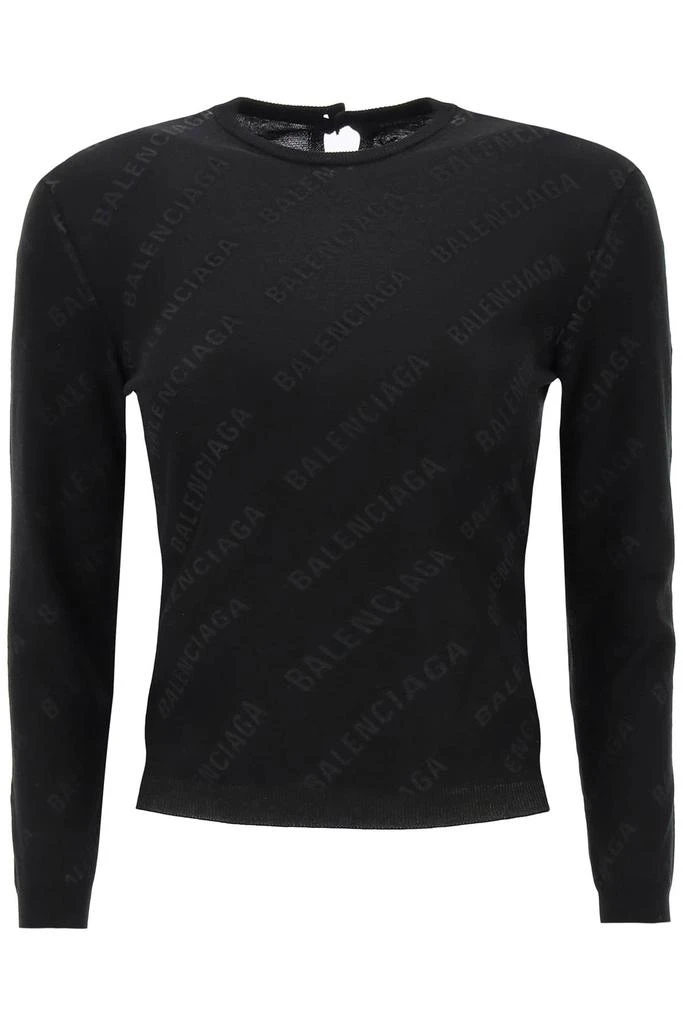 商品Balenciaga|crew-neck sweater with logo all-over,价格¥4126,第1张图片