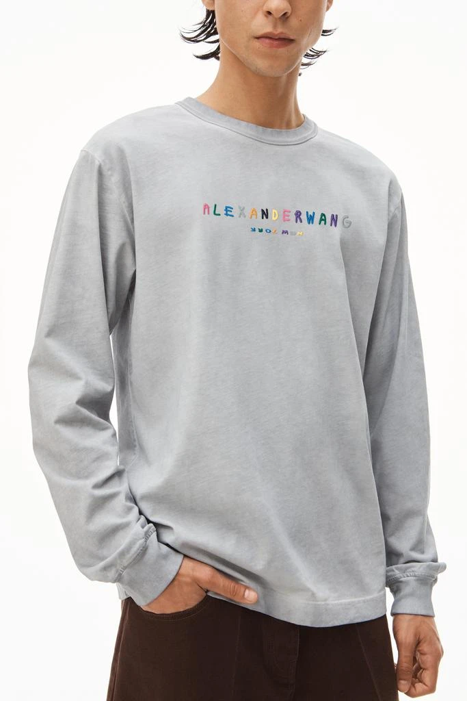 商品Alexander Wang|LONG-SLEEVE COLORFUL LOGO TEE IN JERSEY,价格¥1125,第5张图片详细描述