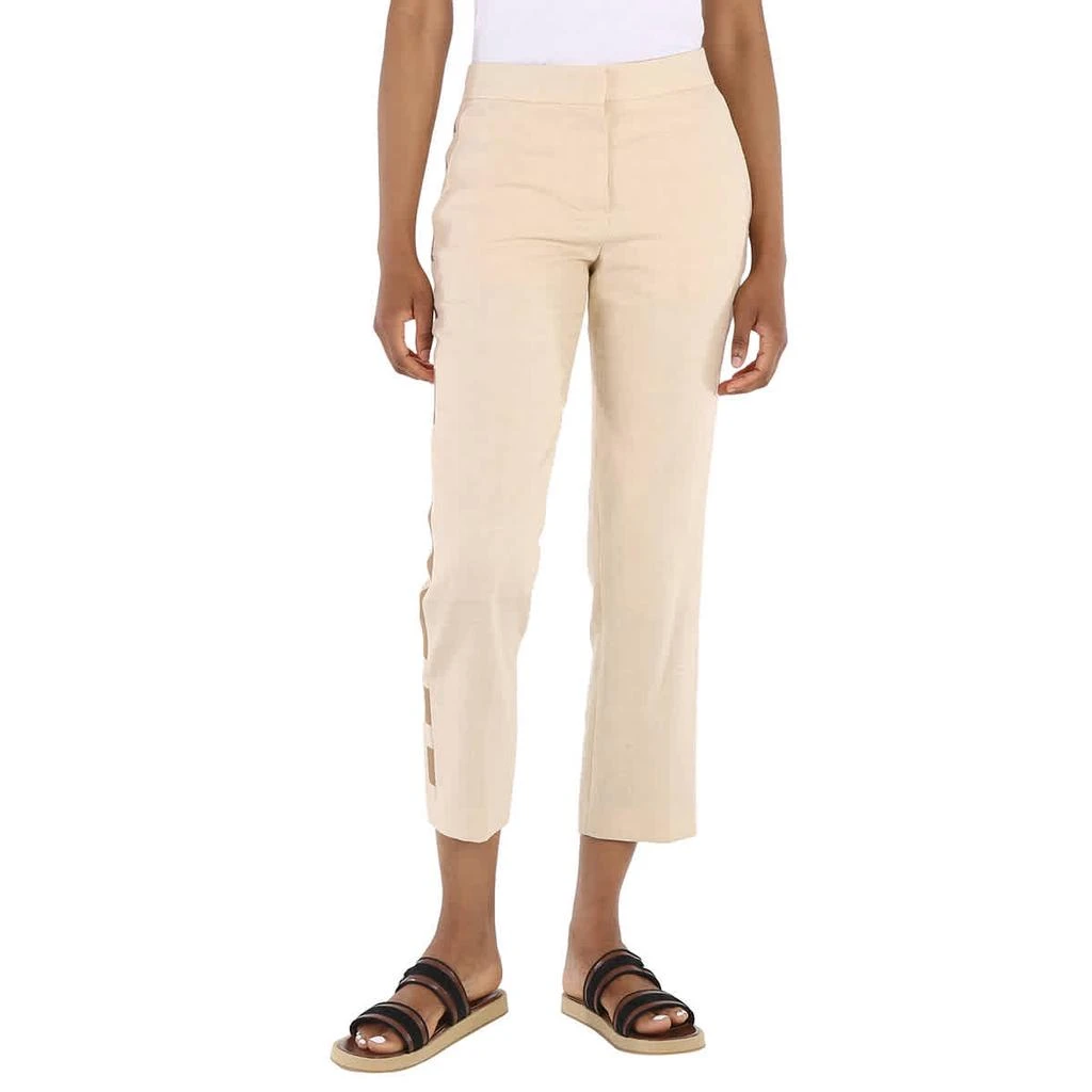 商品Burberry|Addison Wool Silk Linen Stripe Detail Tailored Trousers,价格¥1337,第1张图片