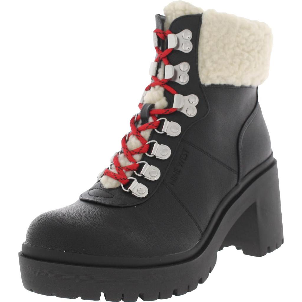 Nine West Womens Faux Leather Block Heel Combat & Lace-up Boots商品第1张图片规格展示