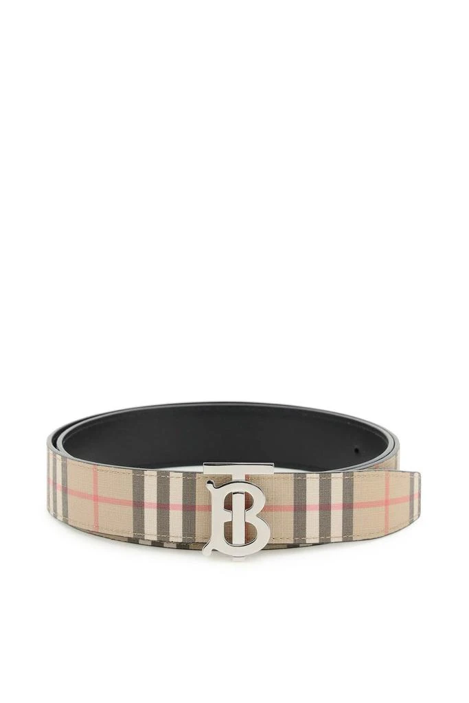 商品Burberry|Burberry Logo Plaque Checked Reversible Belt,价格¥4007,第1张图片