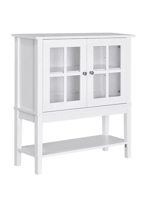 商品belk|Kitchen Credenza And Sideboard Buffet Storage Cabinet With 2 Glass Doors And Storage Shelves White,价格¥1013,第1张图片