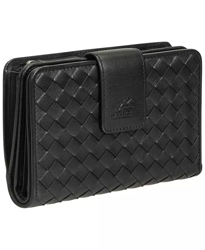 商品Mancini Leather Goods|Women's Basket Weave Collection RFID Secure Mini Clutch Wallet,价格¥790,第2张图片详细描述