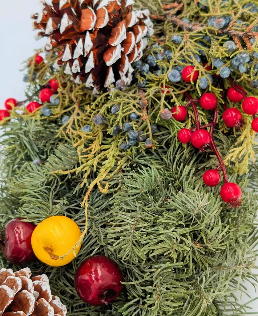 商品International Christmas Innovation|Fresh Noble Fir Berried Juniper Centerpiece with Faux Berries and Faux Apples,价格¥314,第3张图片详细描述