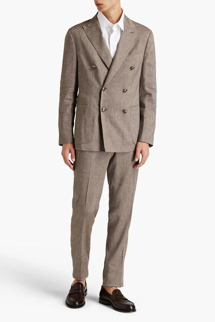 商品Peserico|Double-breasted wool and linen-blend piqué suit jacket,价格¥1462,第2张图片详细描述