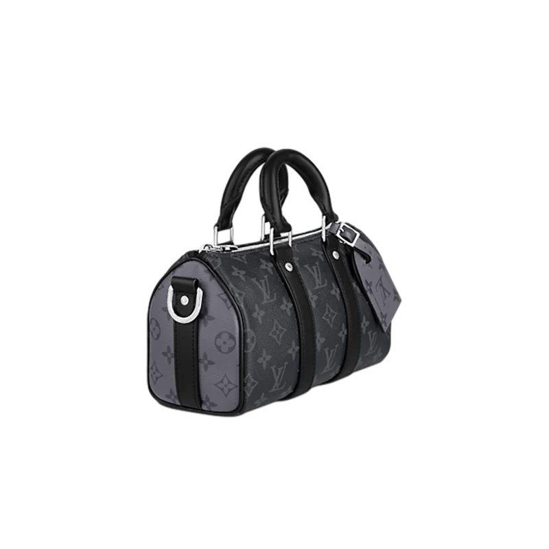 商品Louis Vuitton|【预售十天】路易威登 23新款 Keepall 25男士黑色交织字母帆布配皮带可拆卸可调节肩带斜挎包/手提包 M46271,价格¥17282,第4张图片详细描述