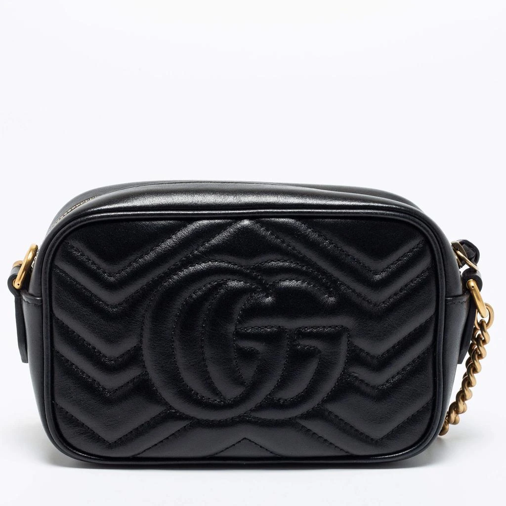商品[二手商品] Gucci|Gucci Black Matelassé Leather Mini GG Marmont Camera Bag,价格¥7596,第4张图片详细描述