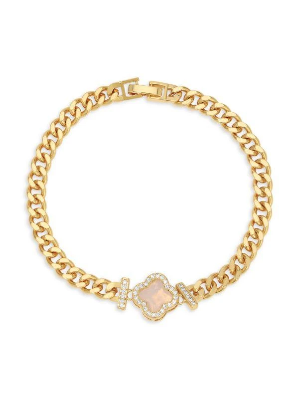 商品Eye Candy LA|Luxe Jade 14K Goldplated & Cubic Zirconia Bracelet,价格¥185,第1张图片