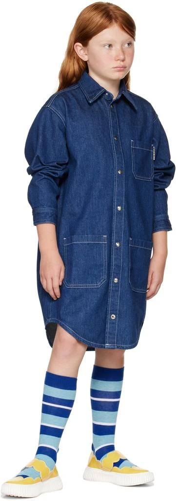 商品Marni|Kids Indigo Frayed 'M' Patch Denim Dress,价格¥878,第4张图片详细描述