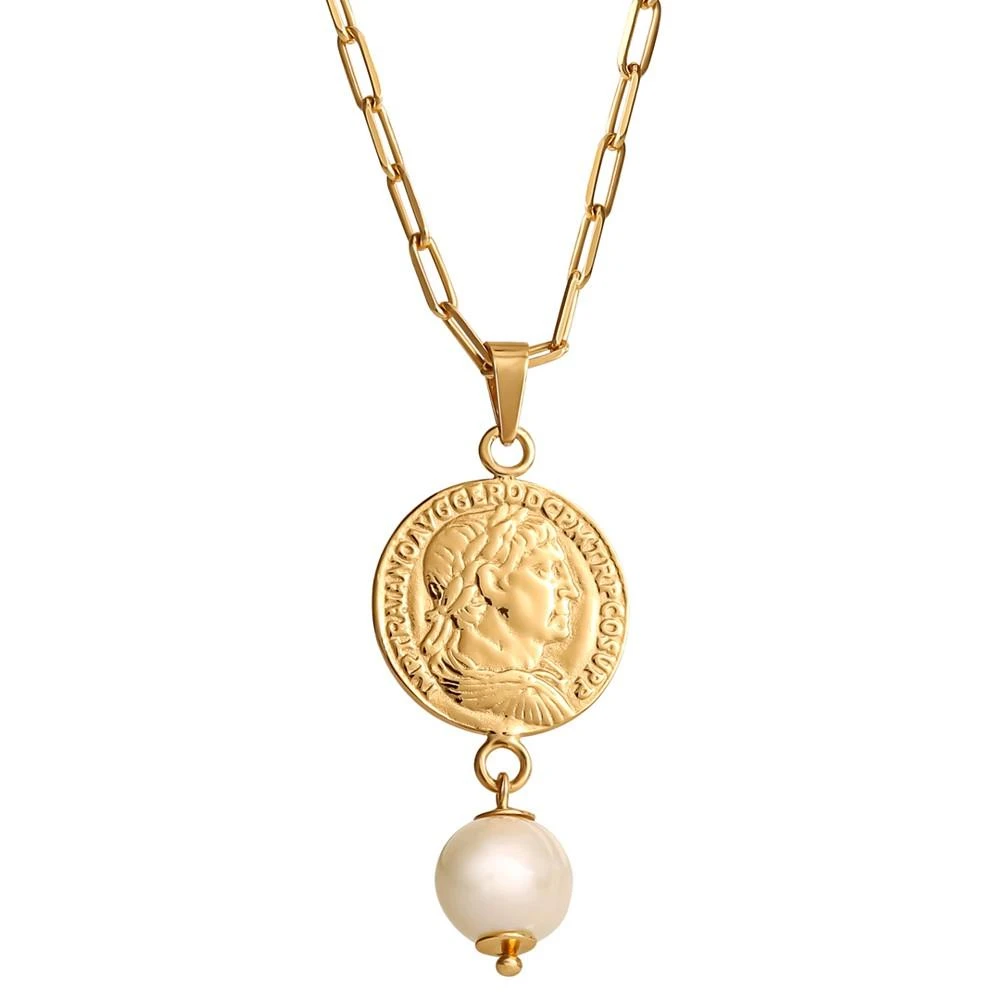 商品Macy's|Pearl Coin 18" Pendant Necklace in 18k Gold-Plated Sterling Silver,价格¥531,第1张图片