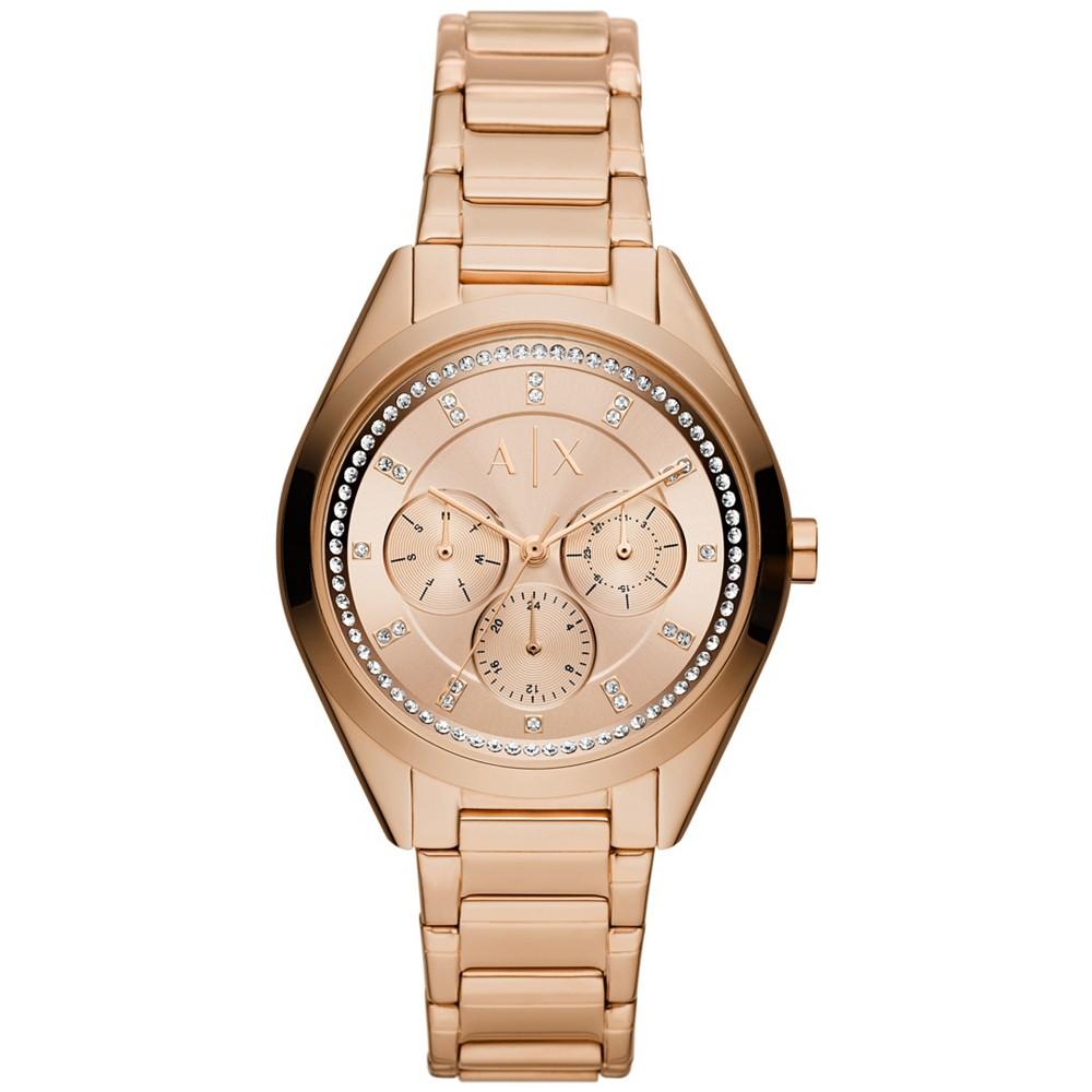 Women's Multifunction Rose Gold-Tone Stainless Steel Bracelet Watch商品第1张图片规格展示