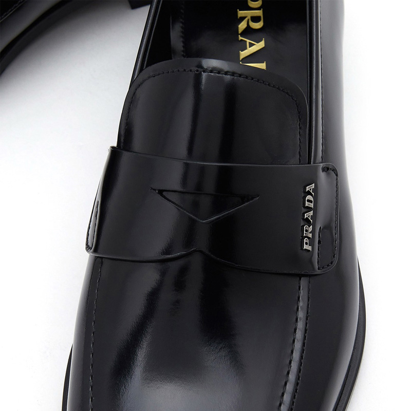 Prada 普拉达 男士黑色皮革乐福鞋 2DB178-P39-F0002商品第3张图片规格展示