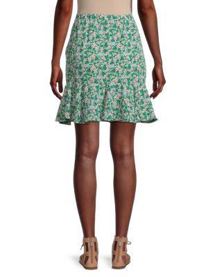 商品Max Studio|​Floral Ruched Crepe Ruffle Mini Skirt,价格¥147,第4张图片详细描述