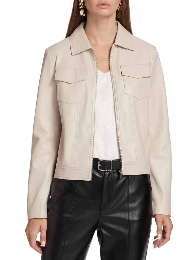 商品Tahari|Zinc Vegan Leather Zip Up Jacket,价格¥2072,第3张图片详细描述