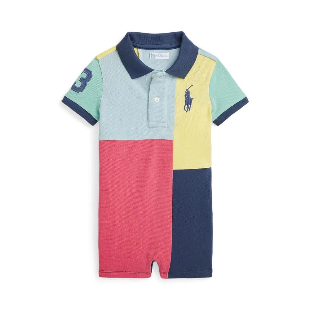 商品Ralph Lauren|Baby Boys Big Pony Cotton Mesh Polo Shortall,价格¥205,第1张图片