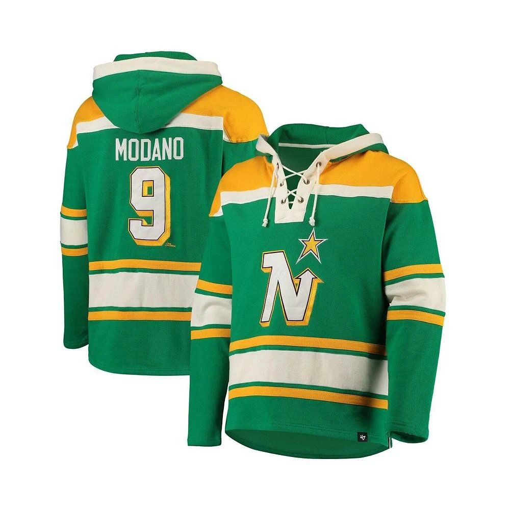 商品47 Brand|Men's '47 Mike Modano Kelly Green Minnesota North Stars Retired Player Name & Number Lacer Pullover Hoodie,价格¥1112,第2张图片详细描述