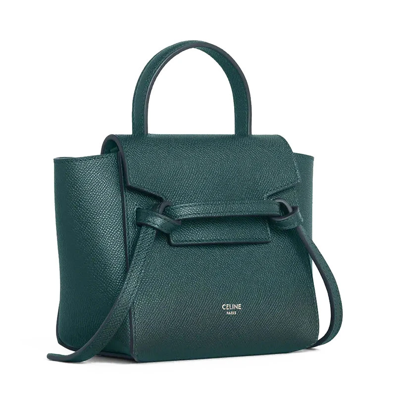 商品Celine|【预售3-7天】赛琳 2020新款BELT PICO系列 绿色荔枝纹小牛皮手提单肩金扣PICO鲶鱼包194263ZVA.31AN,价格¥12653,第4张图片详细描述