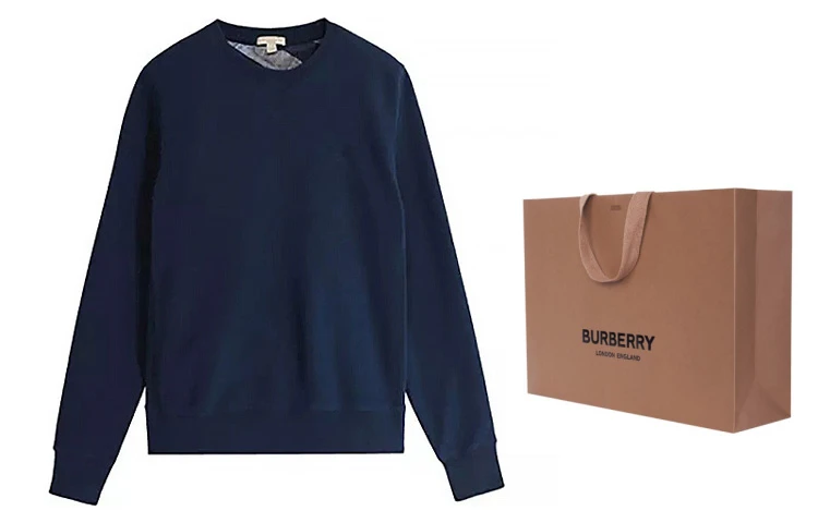 商品[国内直发] Burberry|博柏利 战马刺绣标圆领套头卫衣 男款 深蓝色 39323271,价格¥1639,第4张图片详细描述