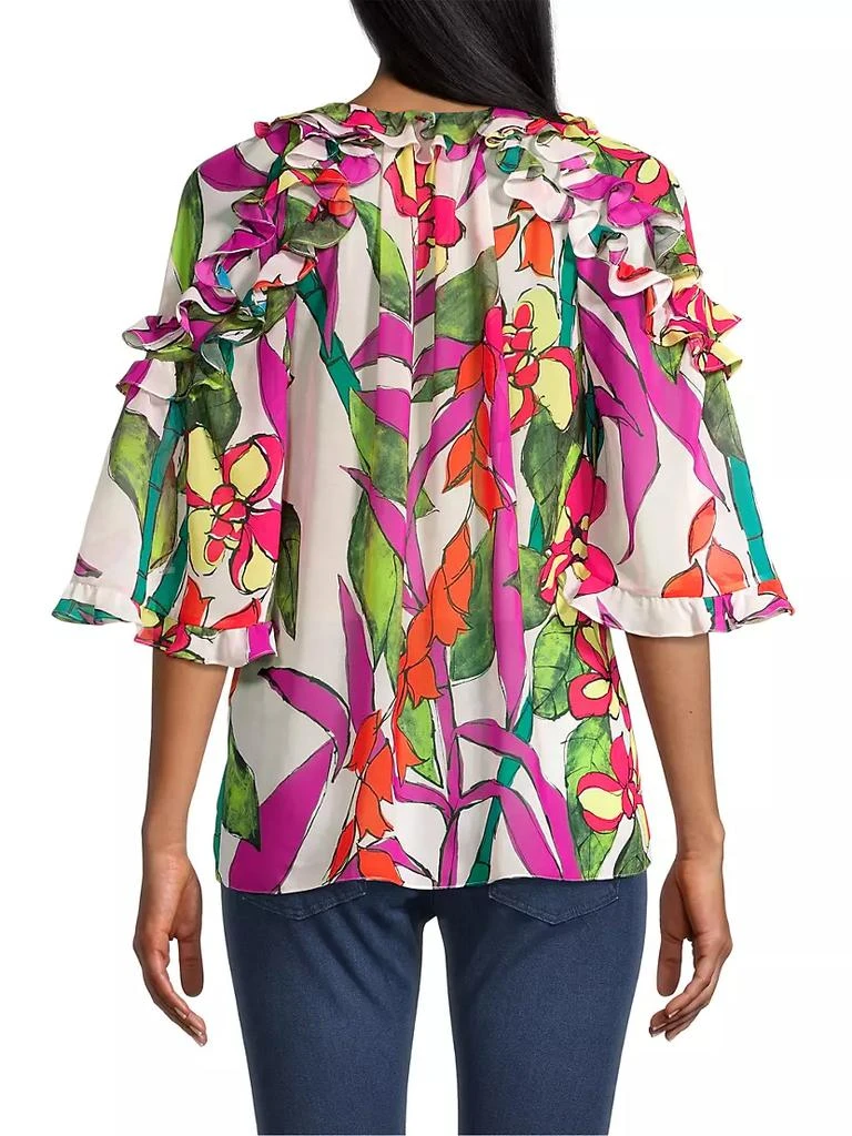 商品UNGARO|Kamilah Floral Chiffon Blouse,价格¥1385,第5张图片详细描述