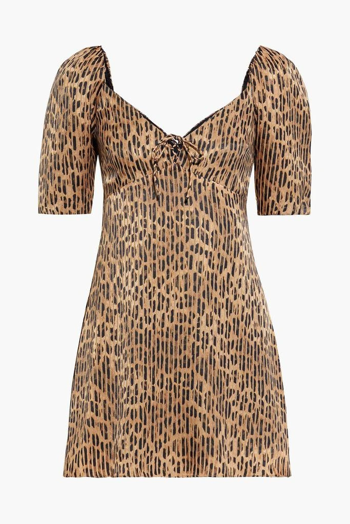 商品Alice + Olivia|Dana lace-up leopard-print burnout satin mini dress,价格¥744,第3张图片详细描述