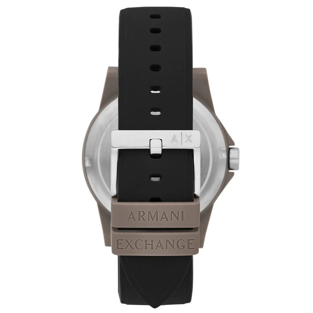 商品Armani Exchange|Men's Three-Hand Black Silicone Strap Watch, 44mm,价格¥564,第3张图片详细描述