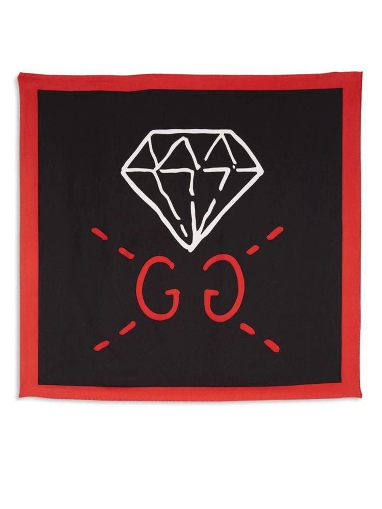 商品Gucci|GucciGhost Diamond-Print Silk Twill Scarf,价格¥3485,第2张图片详细描述