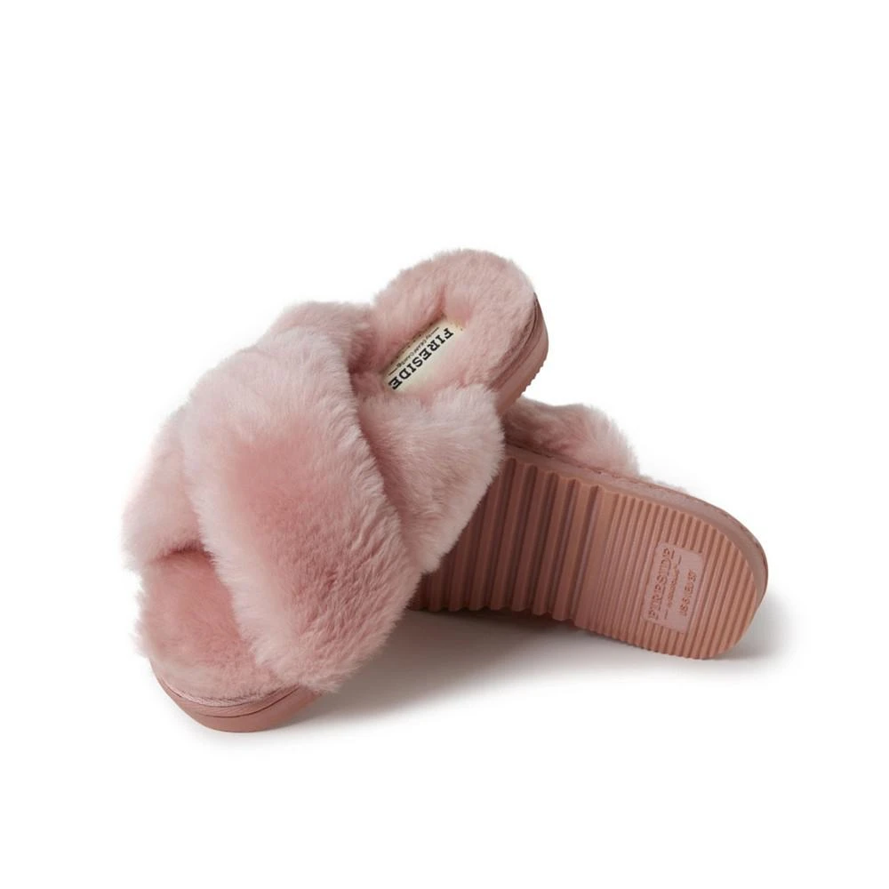 商品Dear Foams|Women's New Castle Genuine Shearling Cross Band Slides,价格¥519,第2张图片详细描述