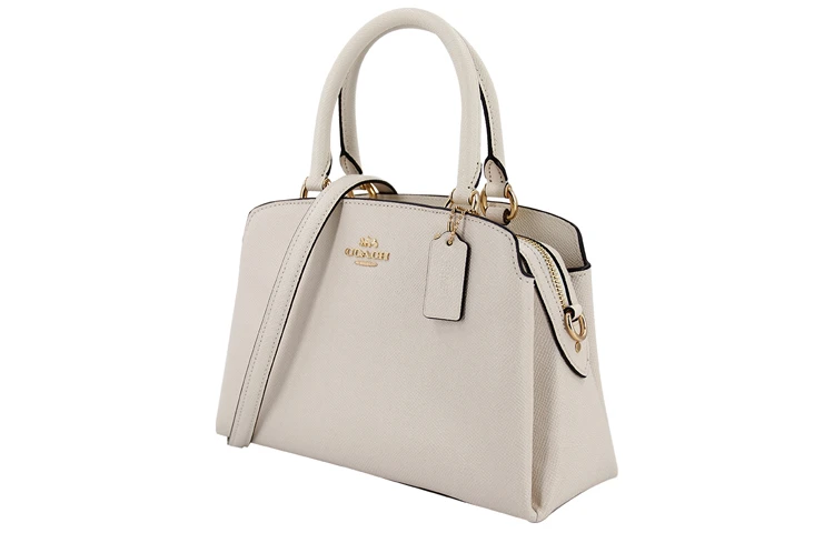 商品[国内直发] Coach|蔻驰 Lillie 26金属logo徽标 皮革 电脑包公文包手提单肩斜挎包 小号 女款 粉笔白色,价格¥2182,第3张图片详细描述