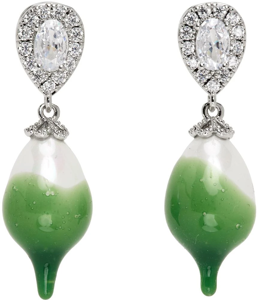 商品Ottolinger|Silver & Green Pearl Drop Earrings,价格¥802,第1张图片
