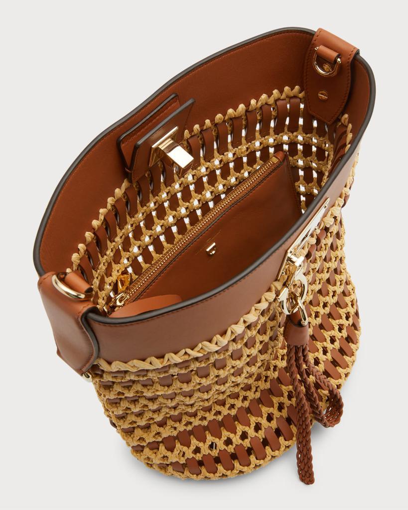 商品Salvatore Ferragamo|The Studio Wove Raffia & Leather Bucket Bag,价格¥23778,第5张图片详细描述