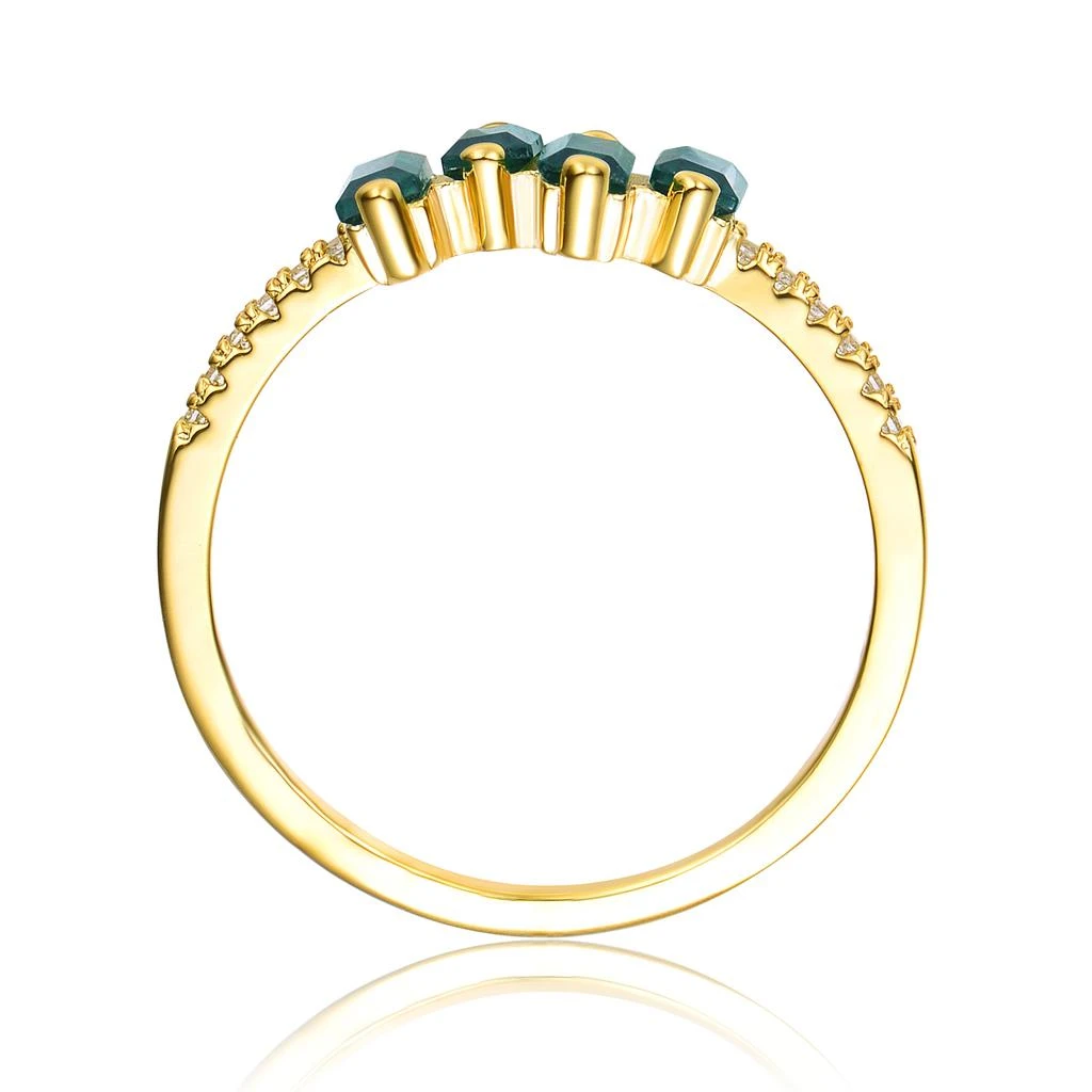 商品Genevive|Ga Sterling Silver 14k Gold Plated And Emerald Cubic Zirconia Modern Ring,价格¥360,第3张图片详细描述