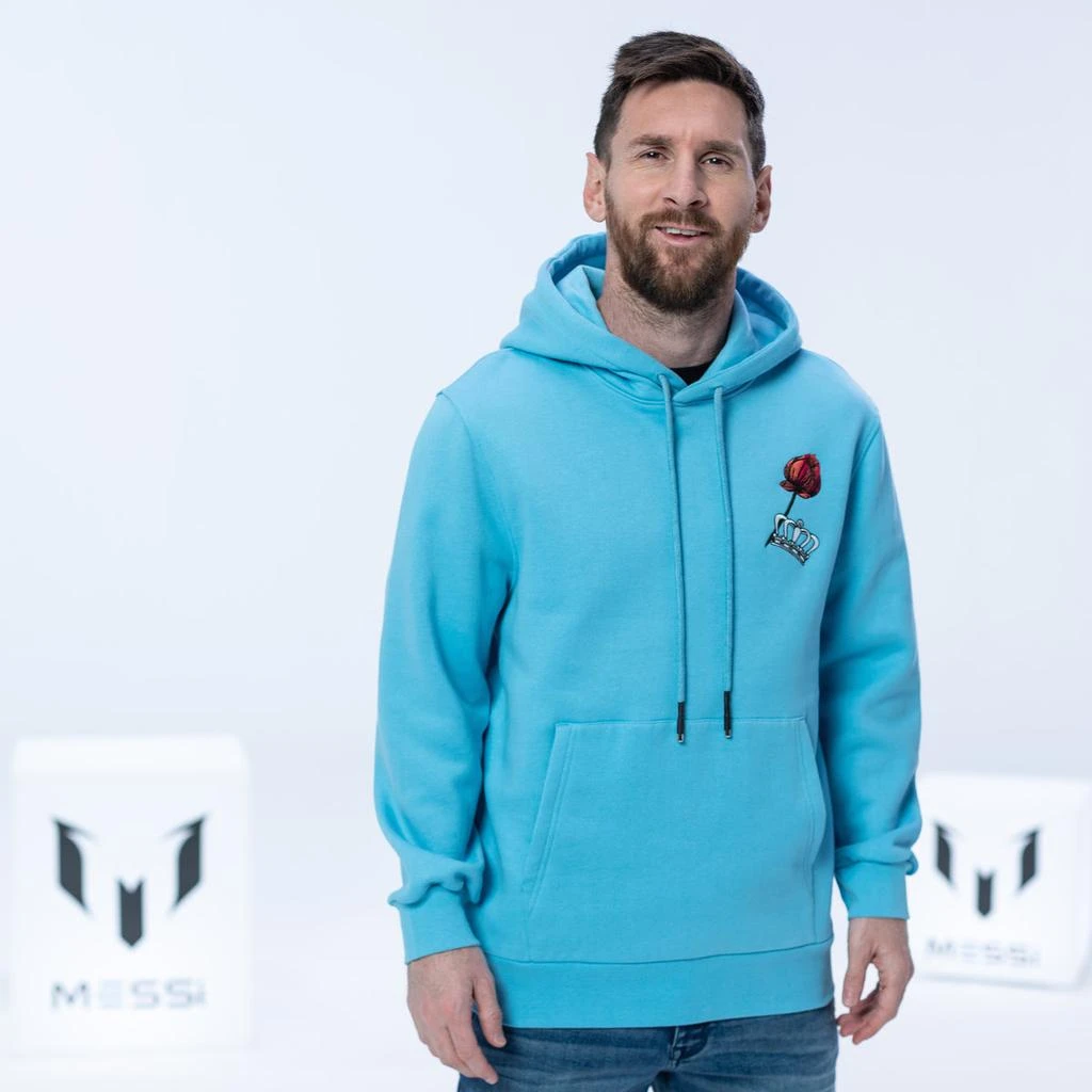 商品The Messi Store|Chest Flower & Crown Embroidery Hoodie - Messi Blue,价格¥599,第1张图片