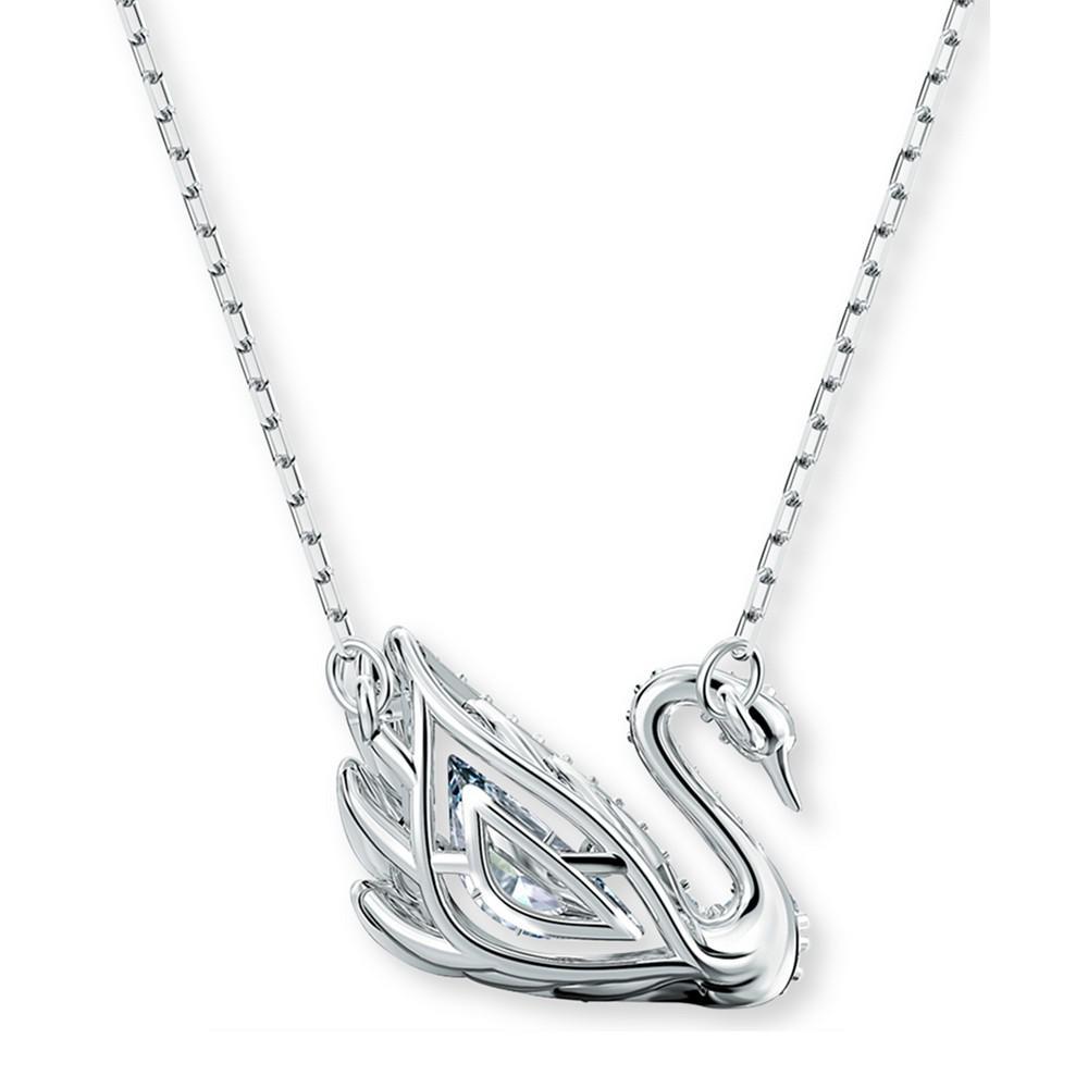 商品Swarovski|Silver-Tone Dancing Swan Crystal Pendant Necklace, 15" + 2" extender,价格¥1369,第5张图片详细描述