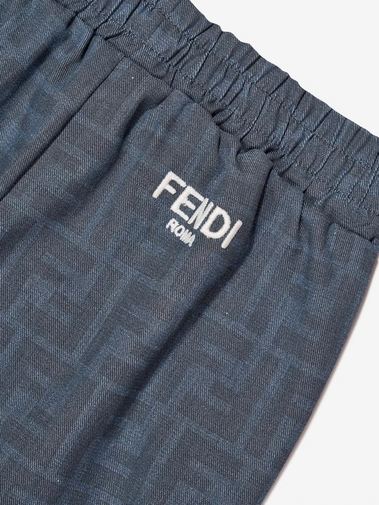 商品Fendi|Fendi Baby Chambray FF Logo Joggers in Blue,价格¥3388,第4张图片详细描述