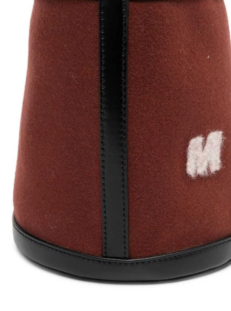 商品Marni|Brown Bucket Shoulder Bag in Calf Leather and Wool and Cotton Blend with Adjustable and Removable Shoulder Strap,价格¥4413,第3张图片详细描述