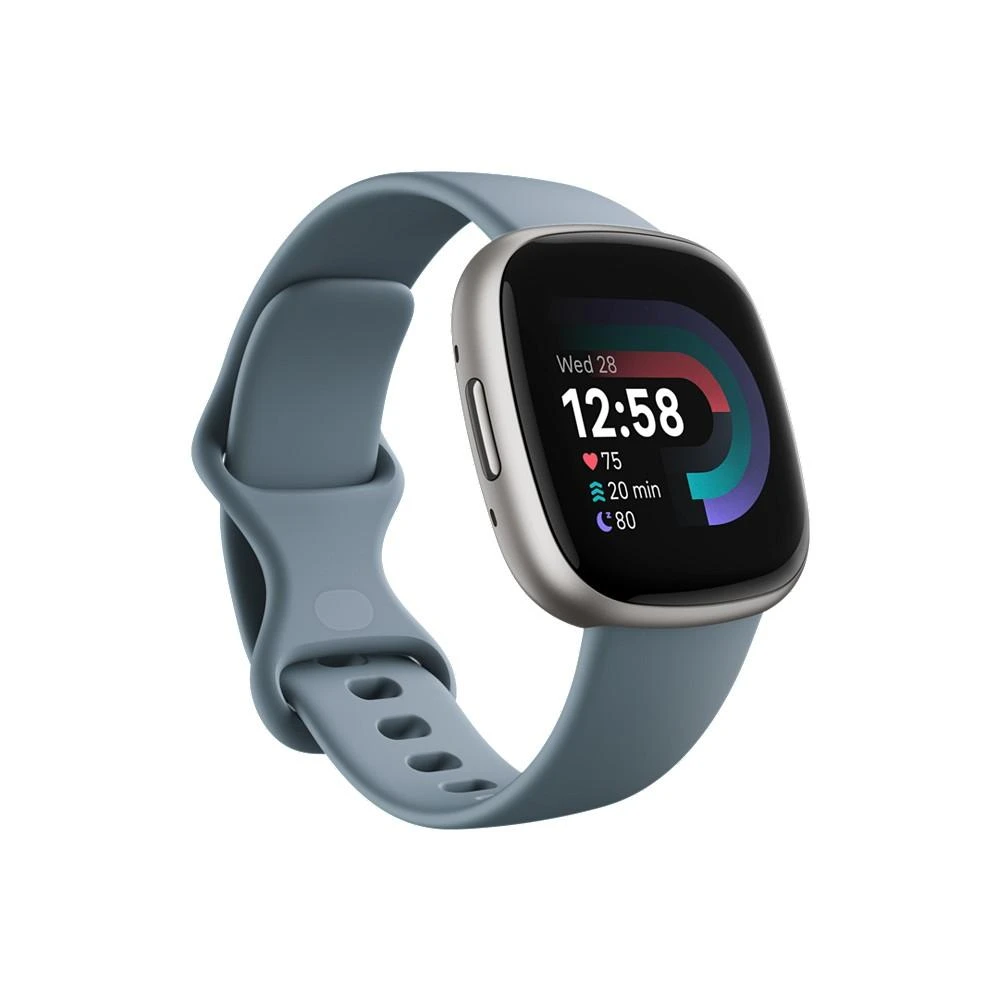 商品Fitbit|Versa 4 Waterfall Blue Platinum Smartwatch, 39mm,价格¥1471,第2张图片详细描述