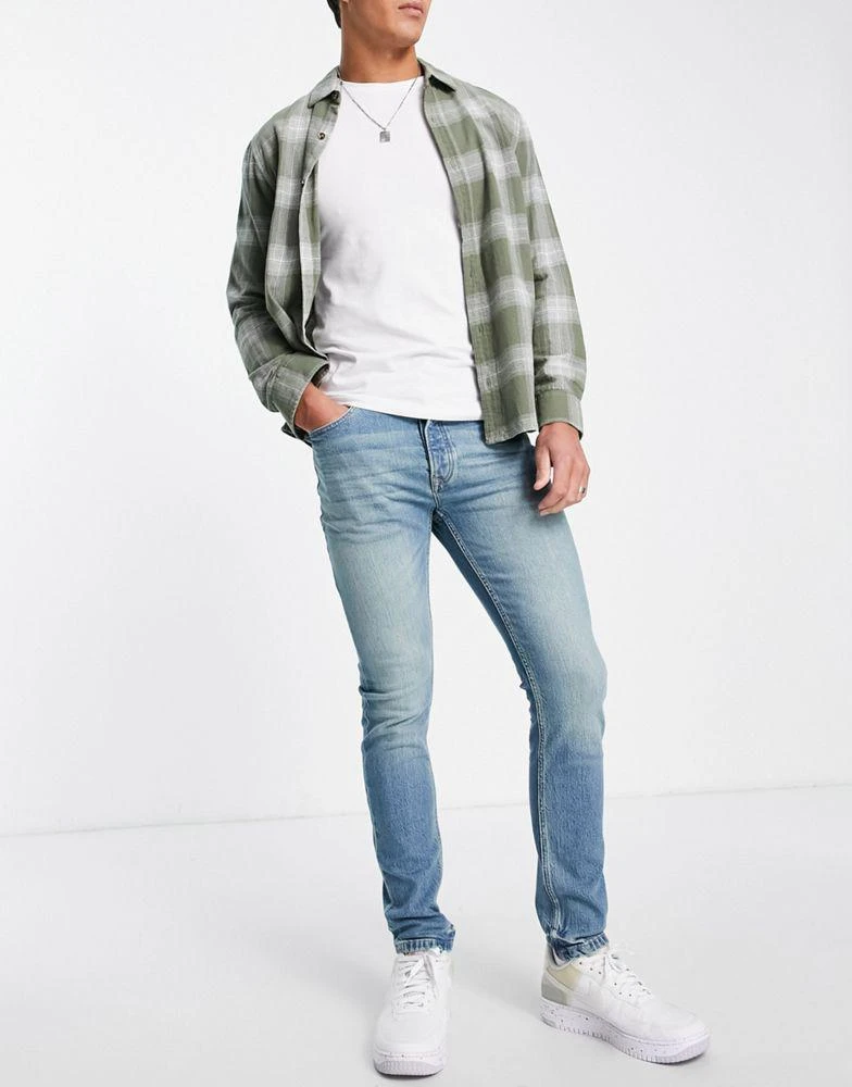 商品Topman|Topman stretch skinny jeans in green cast light wash tint,价格¥169,第1张图片