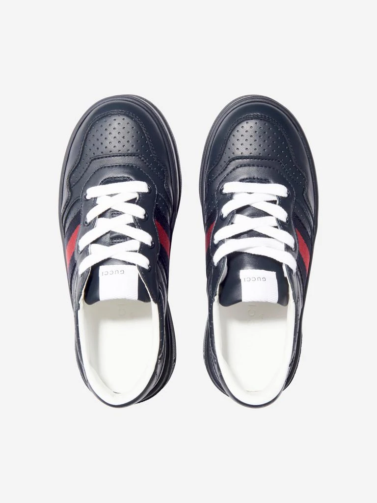 商品Gucci|Gucci Kids Leather Trainers With Web in Navy,价格¥2028,第4张图片详细描述